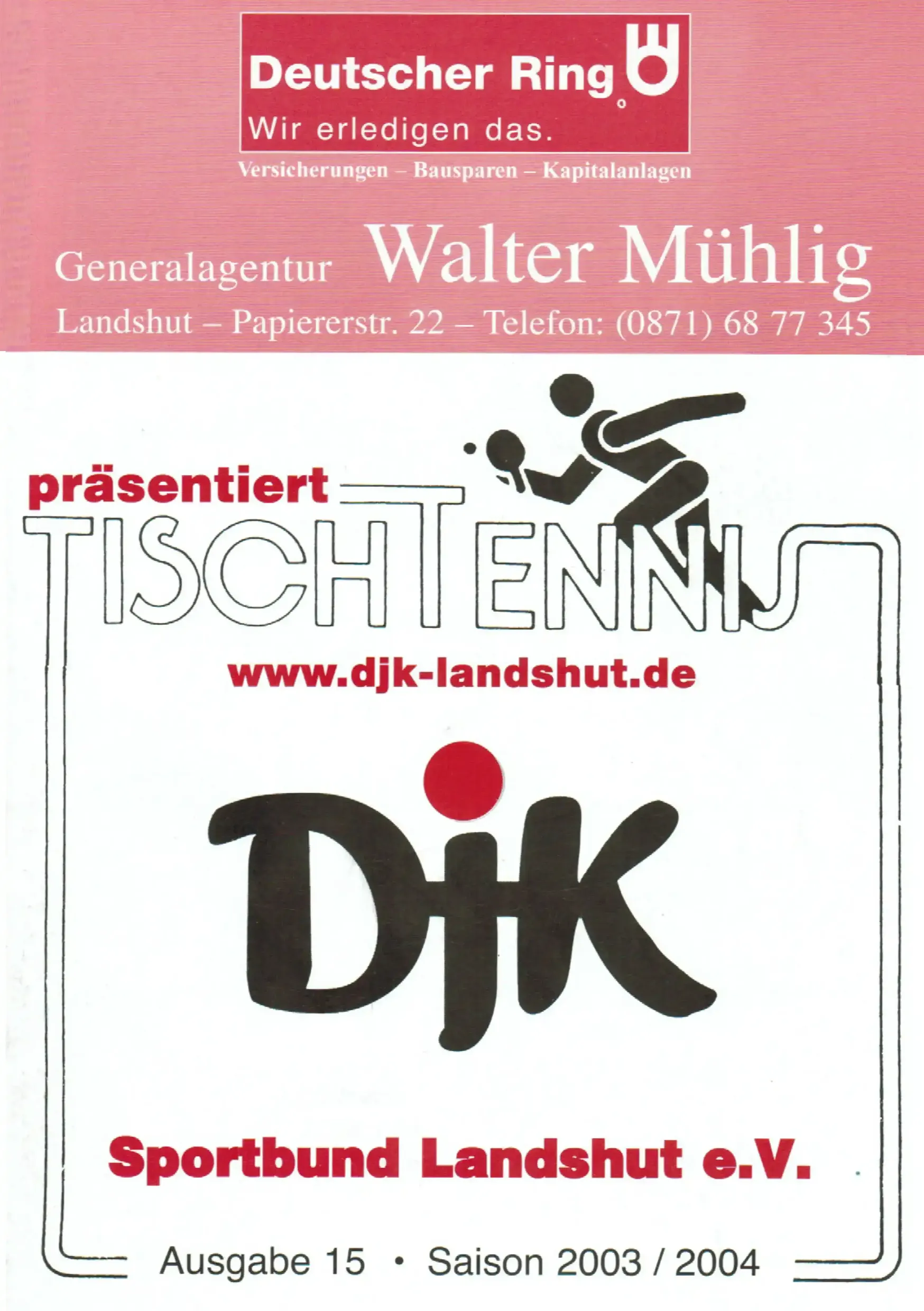 Programmheft der DJK vom Jahr 2003